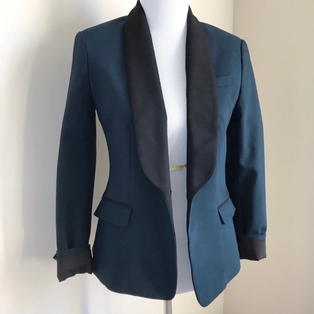 Blue green Express brand Tuxedo jacket.